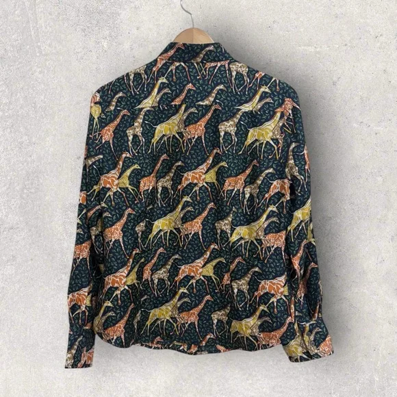J. Crew 100% silk giraffe print blouse - Picture 4 of 6